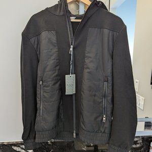 Canali Black Edition Hooded Track Jacket, 54R IT, NWT, FLAWED